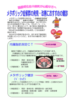 内臓脂肪測定CT メタボリック健診 （ﾍﾞｰｼｯｸ）