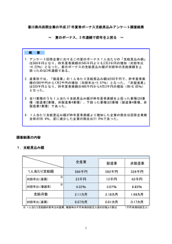 香川県内民間企業の平成 27 年夏季ボーナス支給見込みアンケート調査