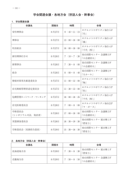 学会関連会議・各地方会（世話人会・幹事会）