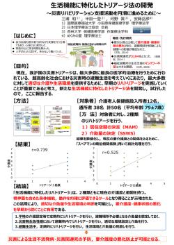 生活機能に特化したトリアージ法の開発 〜災害リハビリテーション  援