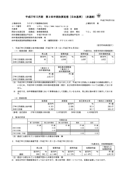 平成27年12月期 第2四半期決算短信〔日本基準〕（非連結）（PDF：293KB）