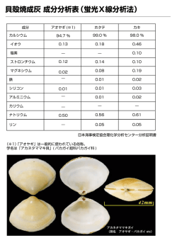 貝殻焼成灰 成分分析表（蛍光X線分析法）