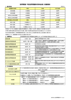 訪問看護・予防訪問看護利用料金表（介護保険）