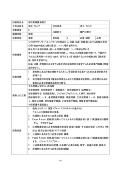 授業科目名 母性看護援助論Ⅱ 主担当教員 酒井 ひろ子 担当教員 酒井