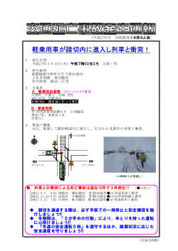 軽乗用車が踏切内に進入し列車と衝突！