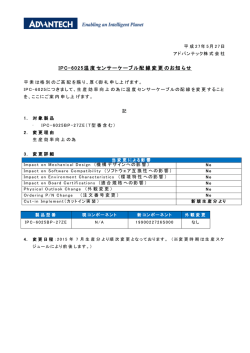 IPC-6025温度センサーケーブル配線変更のお知らせ