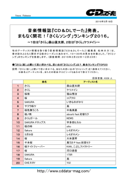 http://www.cddata-mag.com/ 音楽情報誌『CD＆DLでーた』発表