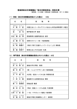 徳島県総合計画審議会「新未来創造部会」委員名簿