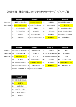 2016年度 神奈川県CJY(U-14)サッカーリーグ グループ表