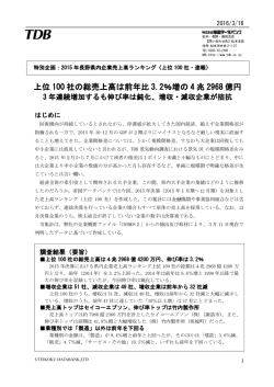 上位 100 社の総売上高は前年比 3.2％増の 4 兆