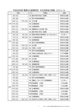 平成28年度 豊橋文化振興財団 文化団体協力事業 スケジュール