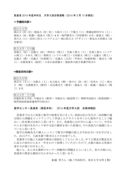（現役本科） 2016 年度大学入試 合格体験記 英進舎では主に英語と数学の