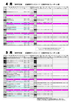 4 月 使用予定表 広島翔洋テニスコート・広島市中央バレーボール場 5 月