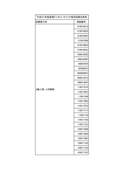 試験区分名 受験番号 01001901H 01001902K 01001904F