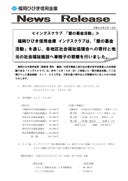 福岡ひびき信用金庫 イングスクラブは、「愛の募金 活動」を通じ、各地区