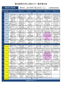 競技日程表 - 第50回西日本6人制ホッケー選手権大会