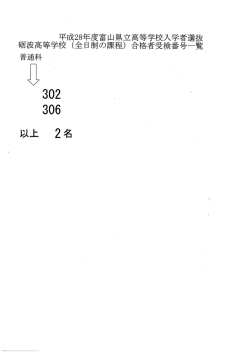 平成28年度富山県立高等学校入学者選抜 砺波高等学校（全日制の課程