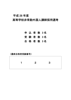 平成 28 年度 高等学校非常勤外国人講師採用選考