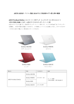 ASUS JAPAN パソコン製品 2016 年 3 月発表春モデル第 2 弾の概要