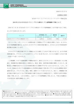 主なリスクと費用は、次の通りです。 - BNPパリバ インベストメント