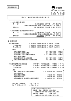 平成27年度特別交付税決定額について（県分・市町村分）（PDF