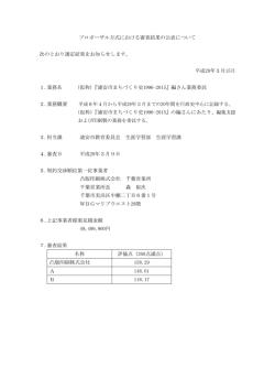 プロポーザル方式における審査結果の公表について 次のとおり