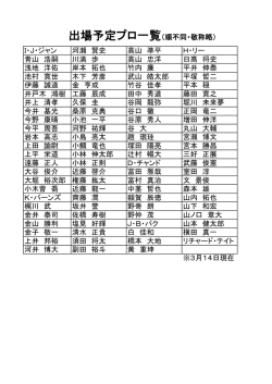 出場予定プロ一覧（順不同・敬称略）