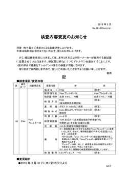 検査内容変更のお知らせ [5744]