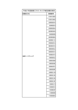 試験区分名 受験番号 01001303D 01001304G 02000301K