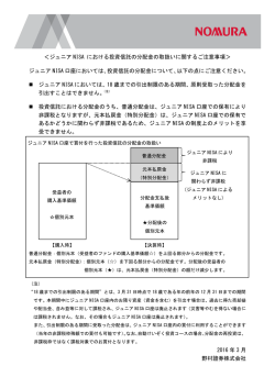 ジュニアNISA における投資信託の分配金の取扱いに関する