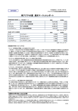 南アジア4カ国 週次マーケットレポート - アストマックス投信投資顧問株式