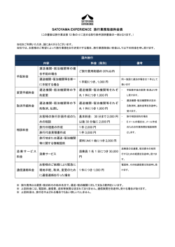 SATOYAMA EXPERIENCE 旅行業務取扱料金表