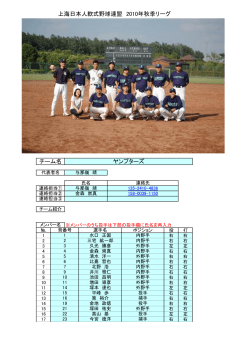 上海日本人軟式野球連盟 2010年秋季リーグ チーム名 ヤンプターズ