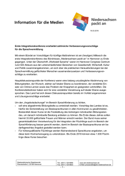 Information f&uuml;r die Medien