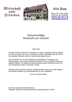 Menüvorschläge - Wirtschaft Hirschen Buch
