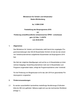 Feststellung des Busprogramms 2016