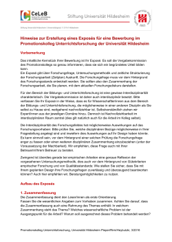 Hinweise zur Erstellung eines Expos&eacute;s f&uuml;r eine Bewerbung im
