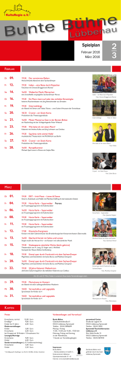 Spielplan - Bunte Bühne Lübbenau