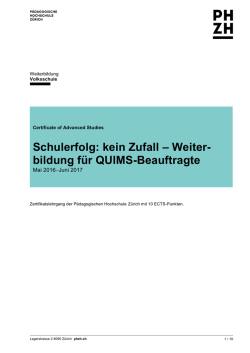 Schulerfolg: kein Zufall – Weiter- bildung für QUIMS