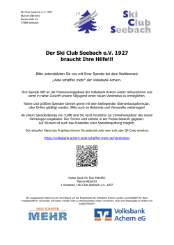 Der Ski Club Seebach e.V. 1927 braucht Ihre Hilfe!!!