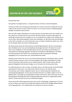 Haushaltsrede 2016 - Gr&uuml;nen Billerbeck
