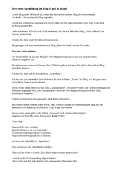 Ihre erste Anmeldung im Blog Hand in Hand
