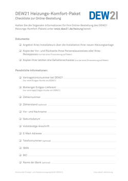 Heizungs-Komfort-Paket - Checkliste Online-Bestellung