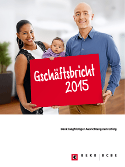 BEKB, BCBE Geschäftsbericht 2015: Einleitung (Teil 1 von 5)