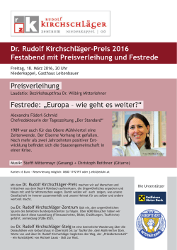 Dr. Rudolf Kirchschläger-Preis 2016 Festabend mit