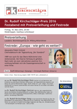 Dr. Rudolf Kirchschl&auml;ger-Preis 2016 Festabend mit