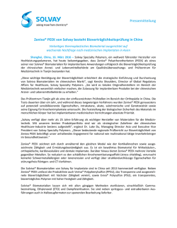 Pressem itteilung Zeniva® PEEK von Solvay besteht