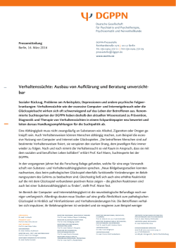 Verhaltenssüchte: Ausbau von Aufklärung und Beratung