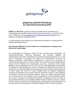gategroup publiziert Einladung zur Generalversammlung 2016