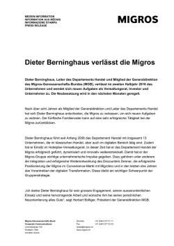 Dieter Berninghaus verl&auml;sst die Migros
